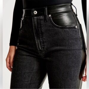 Abercrombie & Fitch 90s Straight Ultra High Rise Jeans with Vegan Leather